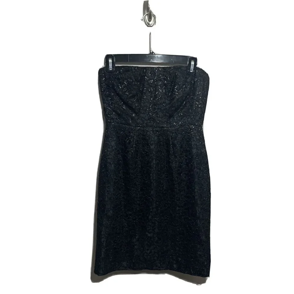 JCrew Tinsel Lace Dress Sz 0 S Black Party Evening Classic $188 58522 Pockets